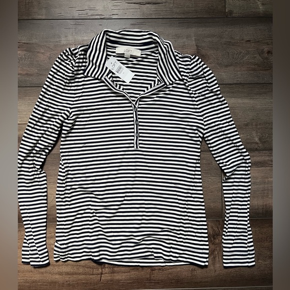 BNWT — LOFT striped polo long sleeve — Size M - Picture 4 of 6